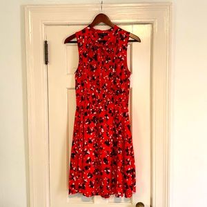 Banana Republic red floral dress with tie neck detail